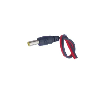 Male DC barrel connector with black cable, suitable for Arduino, Raspberry Pi, and DIY electronics projects